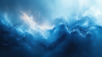 Poster - Abstract blue nebula background