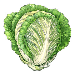 Wall Mural - Chinese cabbage, hand drawn style, white background