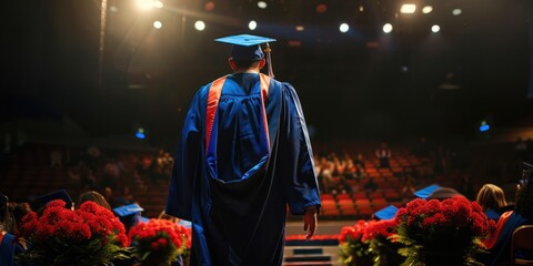 Wall Mural - A graduate walking across the stage to receive their diploma. 