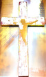 white, gold and yellow rustic crucifix artwork in vertical format