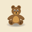 Cute Bear cartoon. vector illustration.Baby brown bear sitting with yellow background.Alphabet animal concept 