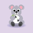Baby Koala cartoon. vector illustration. Happy Cute koala eating leaf branch.Alphabet animal concept