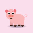 Pink Pig farm animal cartoon. vector illustration.Baby Pigs oink.Alphabet animal concept 