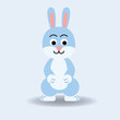 Blue rabbit cartoon.Alphabet animal concept