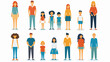 Eight demography infographic set icons flat cartoon