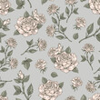 White roses seamless pattern colorful