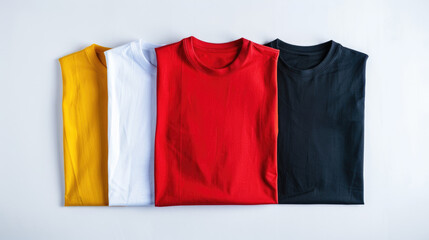 Wall Mural - A multicolored T-shirts on a white background.