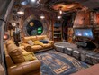 Classic space explorers inn, cozy rooms, tales of adventure shared by the fireplace