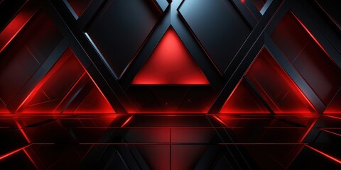 Poster - Red and Black Abstract Background With Triangles Generative AI