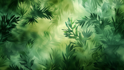 Wall Mural - Green watercolor foliage texture	