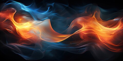 Poster - Abstract Blue and Orange Wave on Black Generative AI