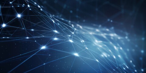 Poster - blue background with interconnecting lines and dots generative ai