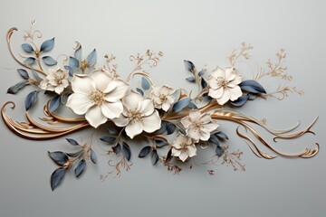 Floral Wall Decoration With Leaves and Flowers Generative AI