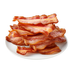 Wall Mural - Cooked bacon slices isolated on transparent background