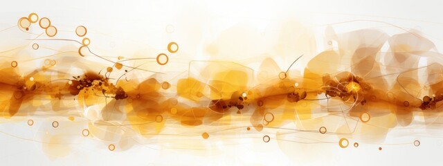 Poster - Abstract Painting of Yellow and Brown Circles Generative AI