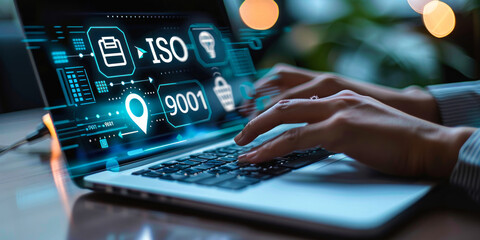 Poster - Quality Management Specialist Accessing ISO 9001 Standards Through an Innovative Digital Interface on a Laptop