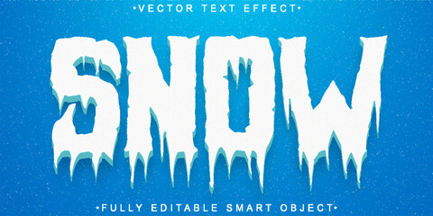Poster - Cartoon Winter Snow Vector Fully Editable Smart Object Text Effect