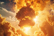 A close-up shot of a nuclear explosion, the initial flash of the explosion captured in the moment before the mushroom cloud forms.