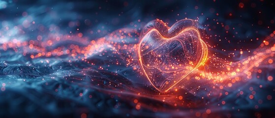 Aufkleber - An abstract heartbeat or cardiogram in the form of a line, dot, and polygon. A futuristic wireframe curve of a cardiology rhythm based on digital music sounds.