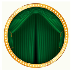 Wall Mural - vector illustration of stage with green curtain