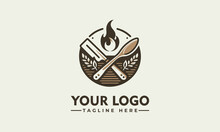 Cooking Logo Sketch Style Cooking Lettering. For Badges, Labels, Logo, Bakery Shop, Grill, Street Festival, Farmers Market, Country Fair, Shop, Kitchen Classes, Cafe, Food Studio. Hand Drawn Vector