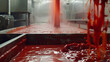 ketchup in the factory industry. selective focus.