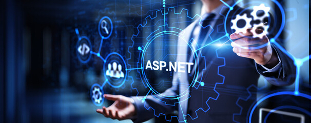ASP.NET Development programming language concept on virtual screen.