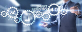 Fototapeta Panele - Smart industry 4.0 innovation automation manufacturing technology concept.