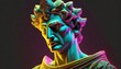 Generated image of greek statue with neon