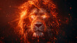 Abstract image of a lion in neon colors