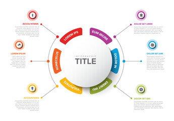 Poster - Simple Colorful Circular Infographic Design Template with six element and title in the middle