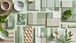 Elegant mood board presenting material samples for modern luxury interior design.
