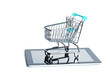 Grocery cart The cart is on the tablet. internet online shopping