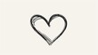 Simple black heart outline hand drawn on white background, minimalist love symbol sketch