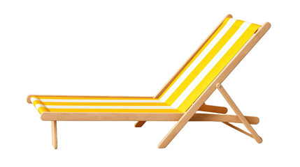 yellow wooden beach sunbed isolated on transparent a white background