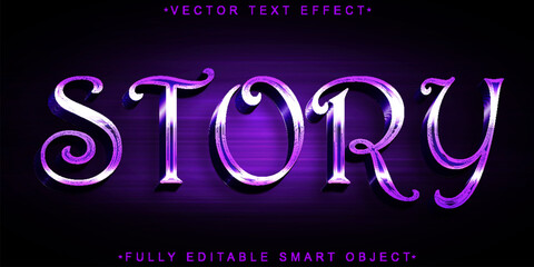 Poster - Purple Shiny Story Vector Fully Editable Smart Object Text Effect