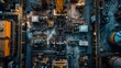 Accented with precision tools, an aerial view showcases an industrial machinery setup amidst the realm of software development.