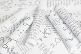 Fototapeta Mapy - Science paper drawings of chemical formulas	
