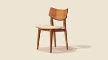 Brown Wooden Chair With Backrest And Soft Beige Sea