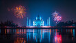15 August, Freedom Day, Firework on Taj Mahal, Indian Festival, Agra India, National Tour Place Of India, Generative Ai
