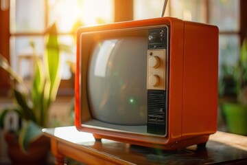 Poster - retro tv television at retro room background
