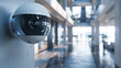 Security CCTV camera in office building, mobile connect with security camera, Security Camera, CCTV on location, airport, Security camera on wall 3D render, Generative Ai
