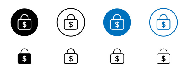 Fixed Price and Financial Lock Icons. Budget and Cost Control Symbols.