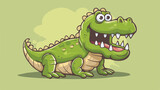 Fototapeta Dinusie - Cartoon doodle crazy alligator flat cartoon 