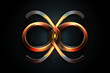 Ornamental infinity symbol. 3d vector illustration on black background.