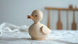 A Korean-style wooden toy duck in a charming, handcrafted design. Cute wooden duckling with a unique appearance. Ideal toy for collector or decoration.