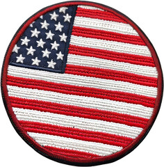 american flag patch with detailed embroidery and stars cut out on transparent background