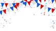 © Little J - Banner with garland of flags and confetti for holiday, party, birthday, festival vector illustration