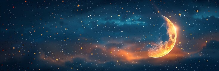 Wall Mural - a beautiful night sky with a large, glowing moon