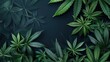 Leaves of marijuana on a dark background. Ethereal allure: dark marijuana leaves.